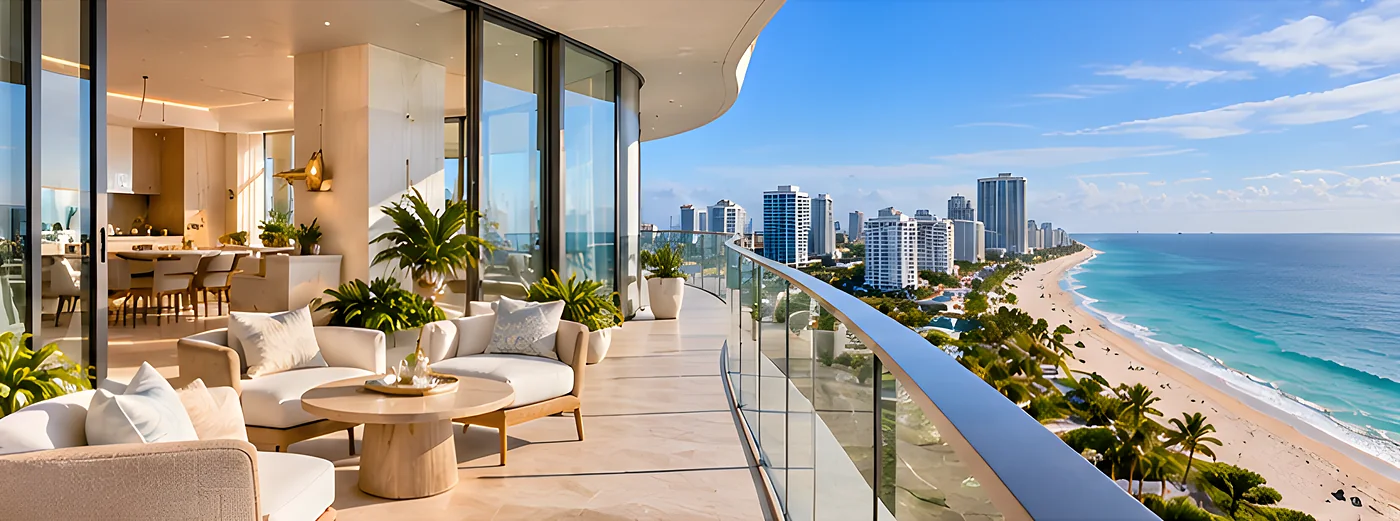 Staged residence opening onto a wraparound oceanfront terrace
